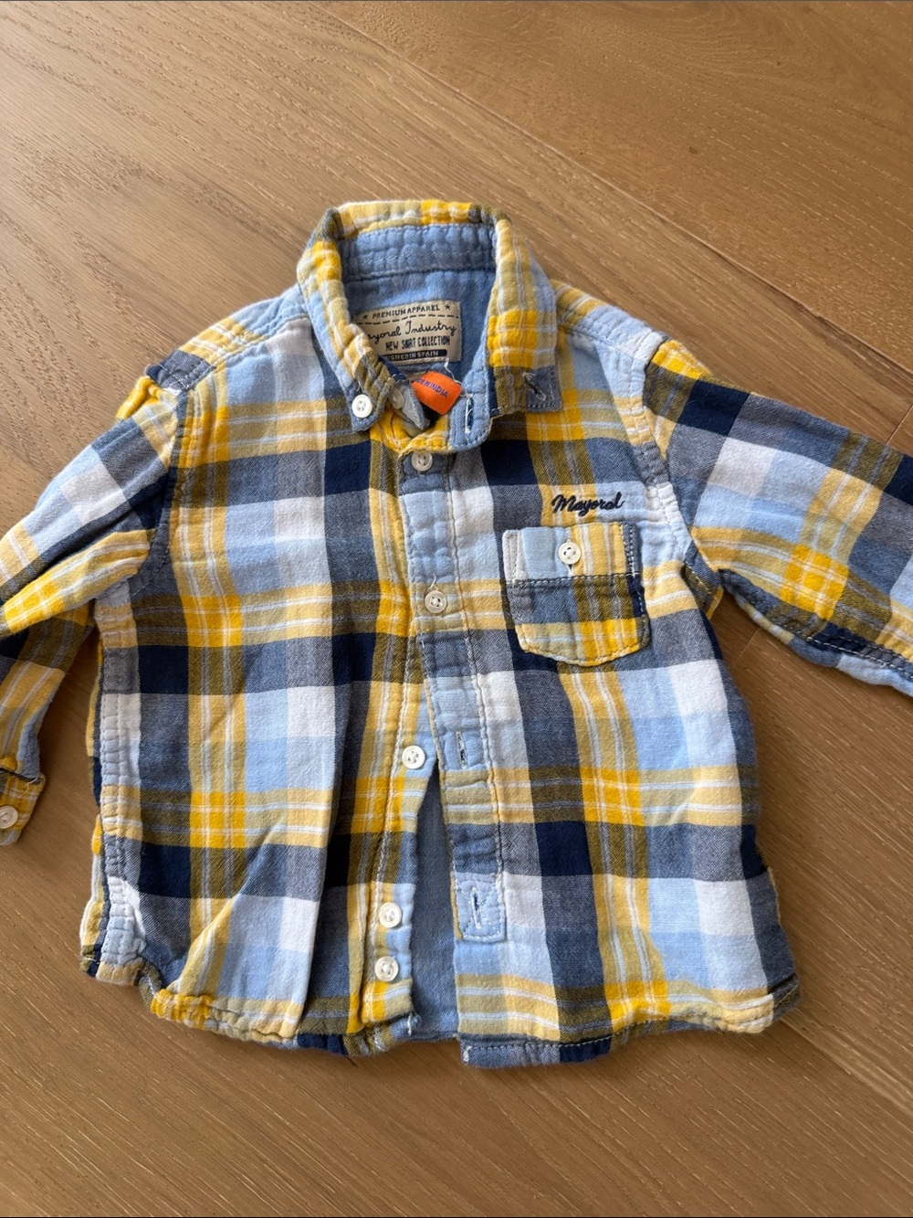 Mayoral Blue, Yellow & Gray Plaid Button-Down Shirt for Kids